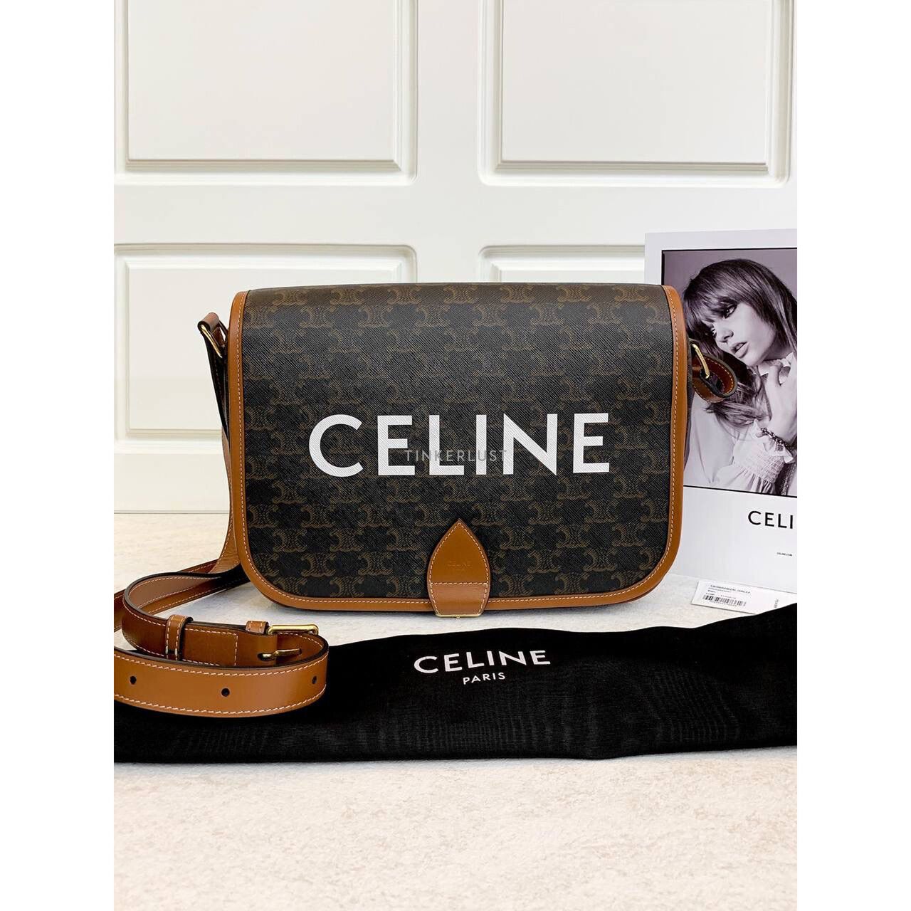 tas sling-bag Celine Messenger Folco Bag in Triomphe Canvas